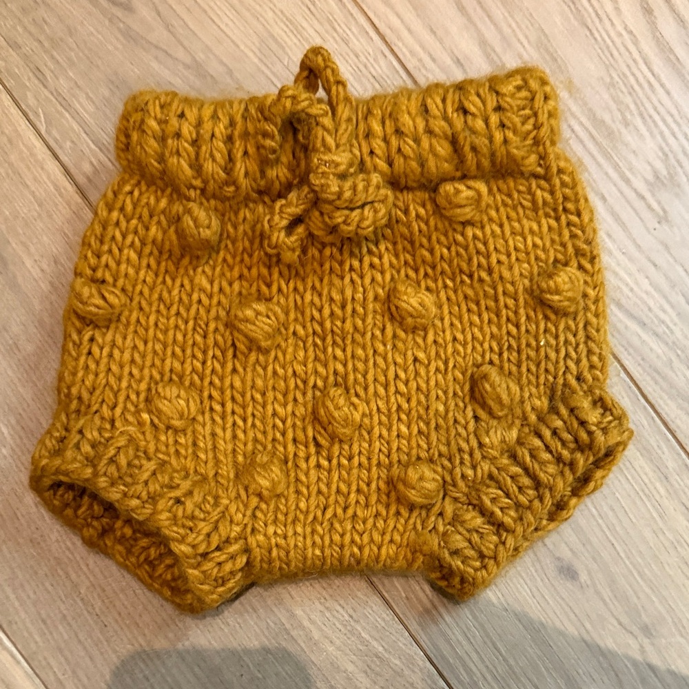 Blueberry Hill Cozy Knit Baby Shorts - Mustard